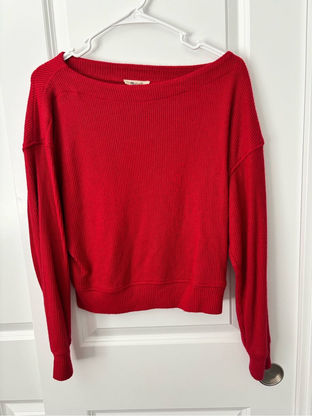 Madewell Red Scoopneck Ribbed Women's Sweater